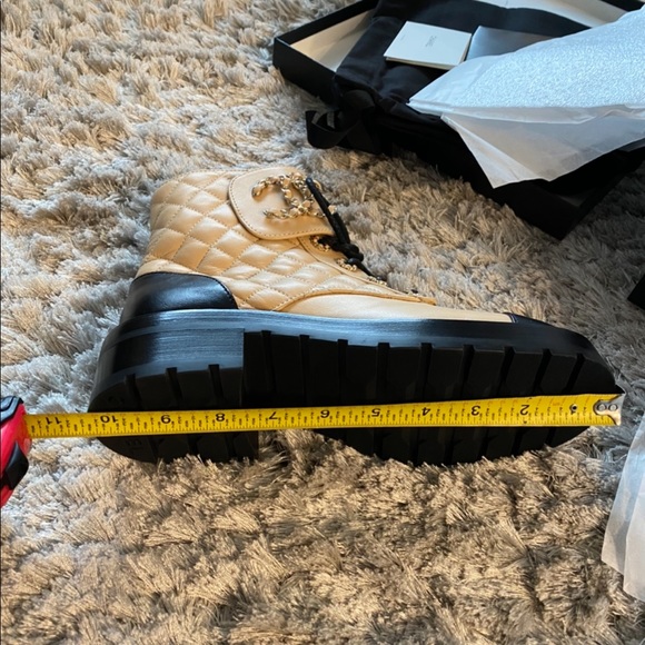 Chanel 20A Beige Short Combat Boots - Picture 13 of 14
